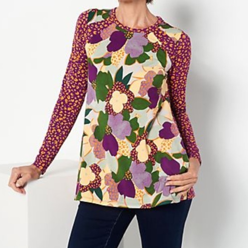 LOGO rayon 230 mixed print top